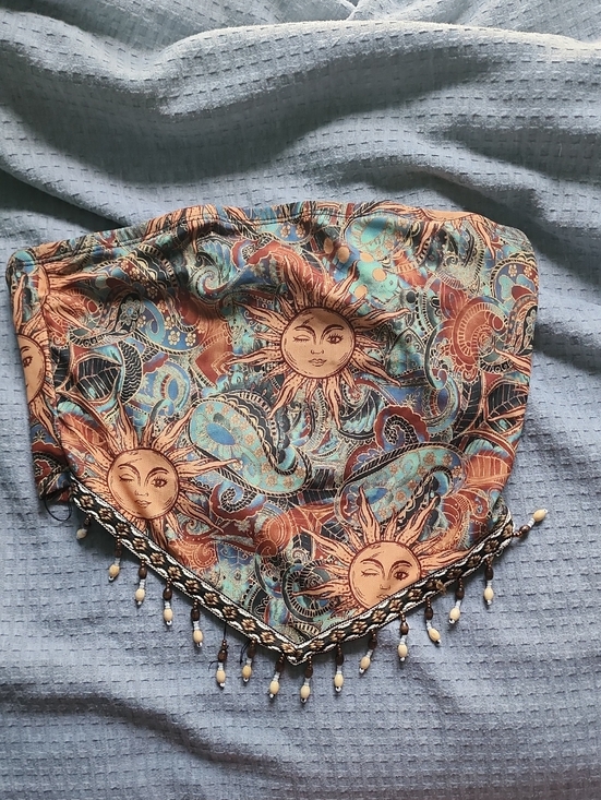 SHEIN Tops - Strapless, Triangle Cropped Boho Top with Beads